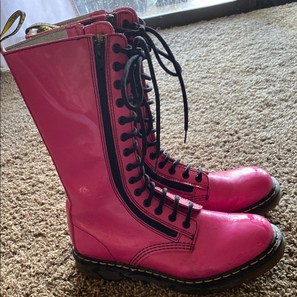 Dr. Martens Hot Pink Patent Tall Boots - 9